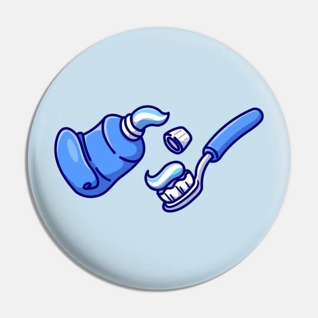 Floating Toothpaste And Toothbrush Cartoon Pin by Catalyst Labs