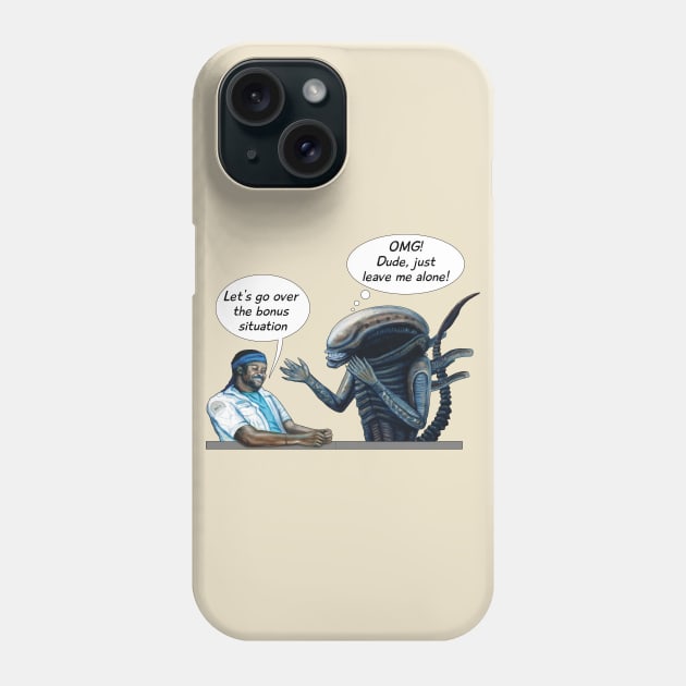 Xenomorph and Parker. Alien (1979) parody print Phone Case by SPACE ART & NATURE SHIRTS 