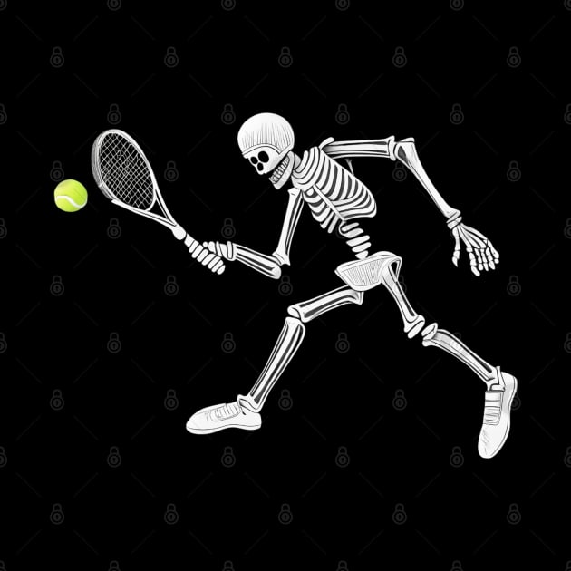 skeleton playing tennis by mdr design