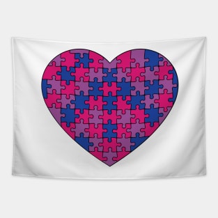 Puzzle Heart -Bisexual Pride Colors Tapestry