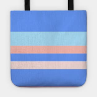 A supreme batter of Fresh Air, Soft Blue, Little Girl Pink, Very Light Pink and Melon stripes. Tote