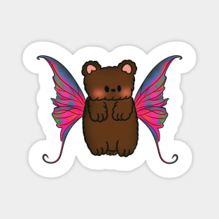 Fairy Teddy Bear with Neon Blue, Pink and Green Tie Dye Wings Magnet