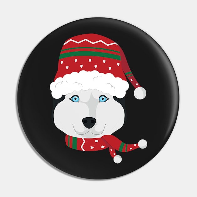 Siberian Husky Dog With Red Santa's Hat Funny Xmas Gift Pin by salemstore