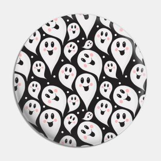 Black And White Halloween Ghosts Pattern Pin