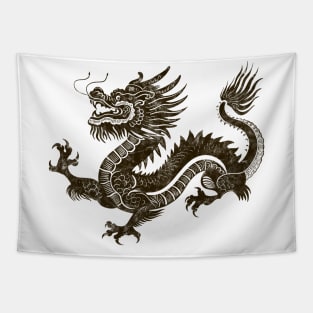 Traditional Dragon (distressed - dark brown) Tapestry