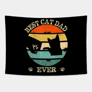 Best Cat Dad Ever Bump Fit Retro Vintage Tapestry