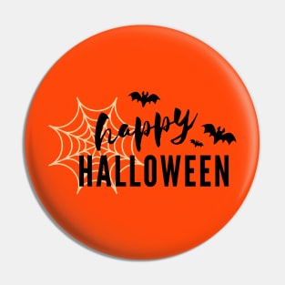 Happy Halloween Orange and Black Pin