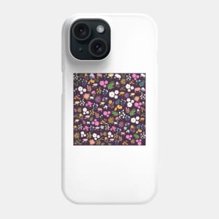 Abstract Leaves & Flowers Pattern In Purple Background Phone Case