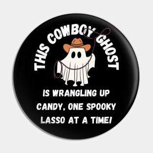 This cowboy ghost is wrangling up candy, one spooky lasso at a time! Halloween Pin