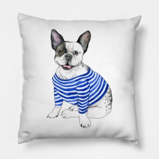 Sailor french bulldog in vest Pillow