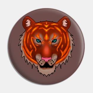 Tiger Face Elemental Wildlife Artwork Pin