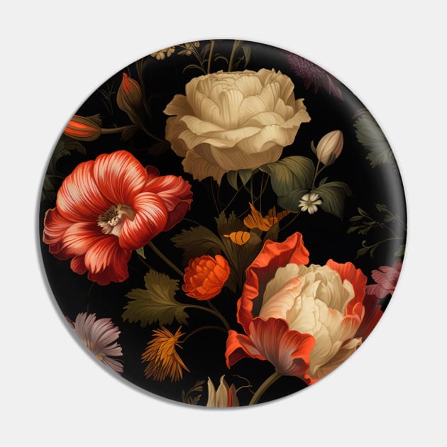 Dutch Nocturne: Luminous Floral Pastoral on Black Canvas Pin by star trek fanart and more