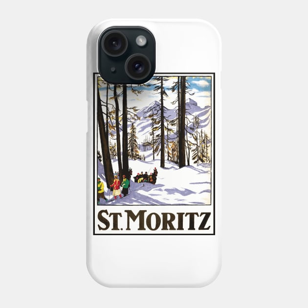 St. Moritz, Switzerland - Vintage Travel Poster Design Phone Case by Naves