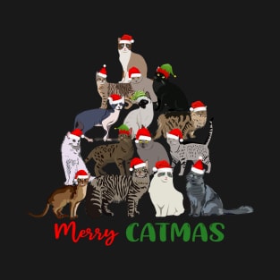 Funny Merry Catmas Christmas Cat Tree T-Shirt