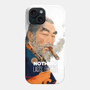 Puff Sumo: Nothing Lasts Forever, "世間は移り変わり" (Seken wa Utsurikawari) on a light (Knocked Out) background Phone Case