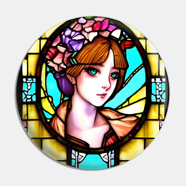 Beautiful Lady stained glass church window Pin by animegirlnft