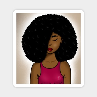 cute afro hair girl digital art Magnet