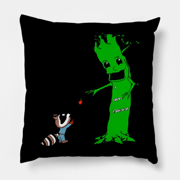 Giving tree Groot Pillow by NatalieMParker