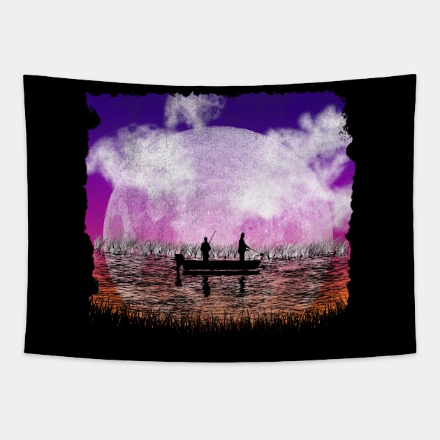 Night Fishing - Purple Haze Tapestry by MerlinArt