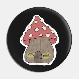 Cottagecore Mushroom House Pin