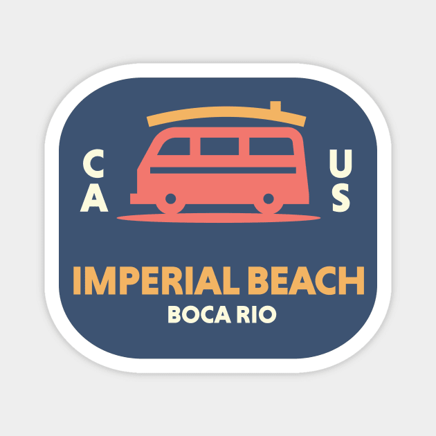 Retro Surfing Emblem Imperial Beach, California // Vintage Surfing Badge Magnet by Now Boarding