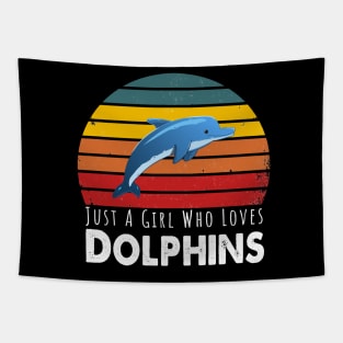 Just A Girl Who Loves Dolphins Retro Vintage Tapestry