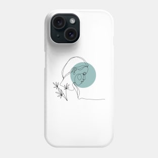 Minimalist Women Face. One Line Art. Single line. Contour Portrait. Phone Case