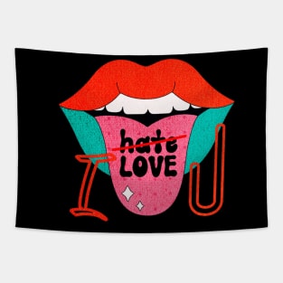 Retro Love Tongue - Tongue Message Tapestry