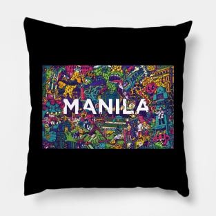 Manila Invade (horizontal) by Lei Melendres Pillow