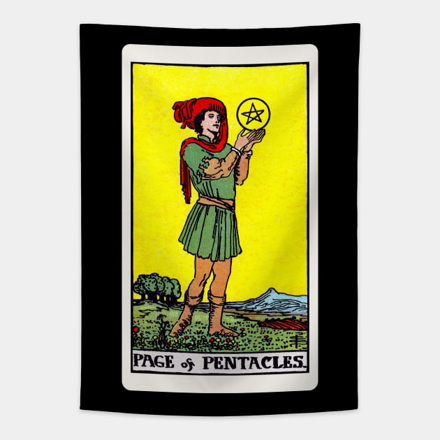 Card #74 - Page Of Pentacles - Rider Waite Smith Tarot Tapestry by RetroFitted