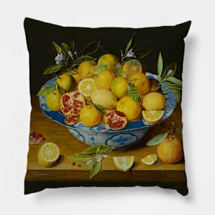 Still Life with Lemons, Oranges and a Pomegranate by Jacob van Hulsdonck Pillow