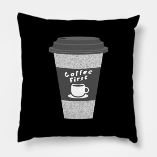 Coffee First With Cute Hot Cups For College Friends Pillow