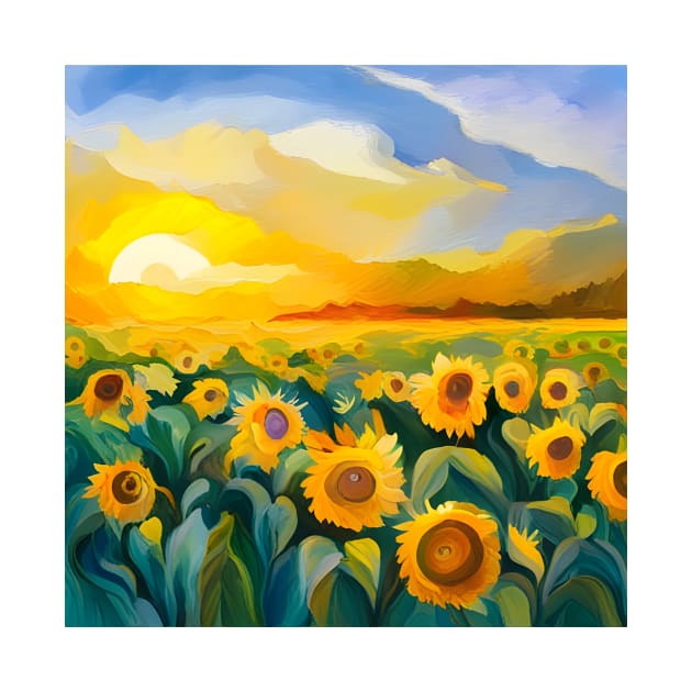 Sunflower Field Paint by SmartPufferFish