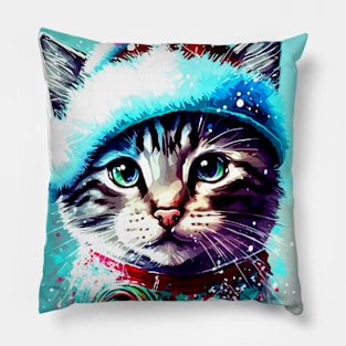 Holiday Winter Christmas Cat Pillow