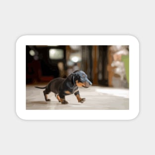 Cute Dachshund Puppy Digital Painting Magnet