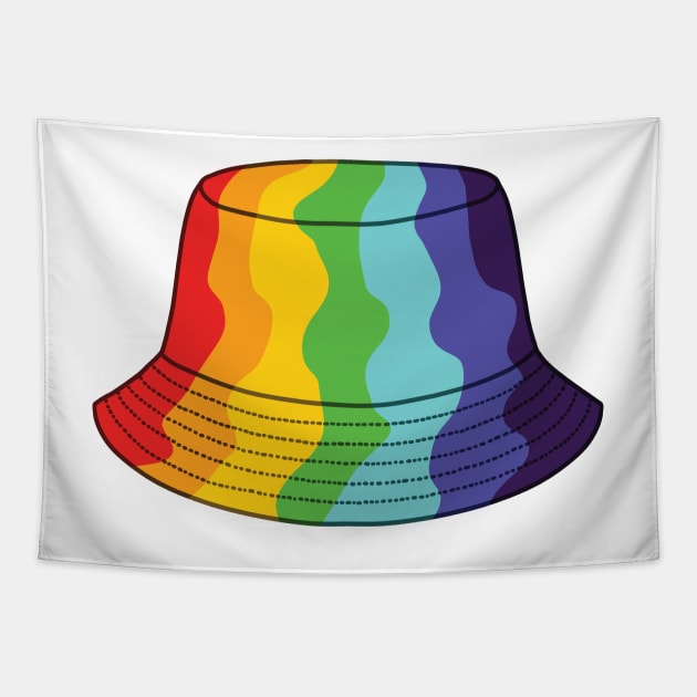 Wavy rainbow bucket hat Tapestry by Nikamii