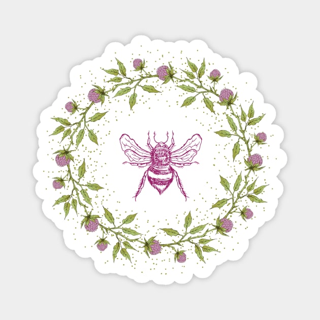 Wreath of honey clover flowers with bee Magnet by annaazart