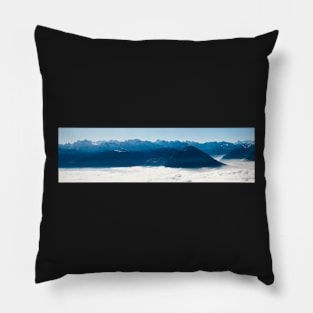 Swiss Alps - Sunny Central Swiss Alpine Panorama With Fog of Sea Pillow