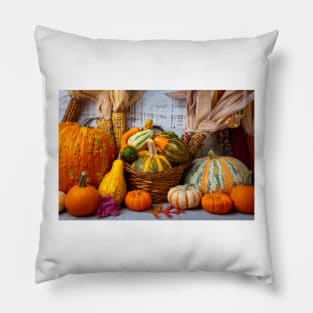 Early Autumn Harvest Beautiful Pumpkins Pillow