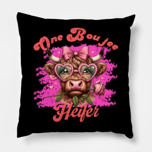 One Boujee Heifer Highland Cow Pillow