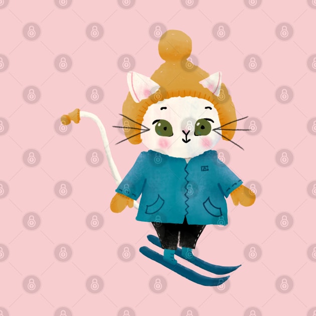 Cute Skiing Cat by Batcat Apparel