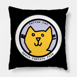 Space Cat Portrait of Captain Yellow Cat Pillow