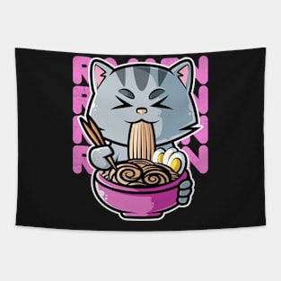 Cat Ramen Bowl Kawaii Neko Anime Japanese Noodles product Tapestry