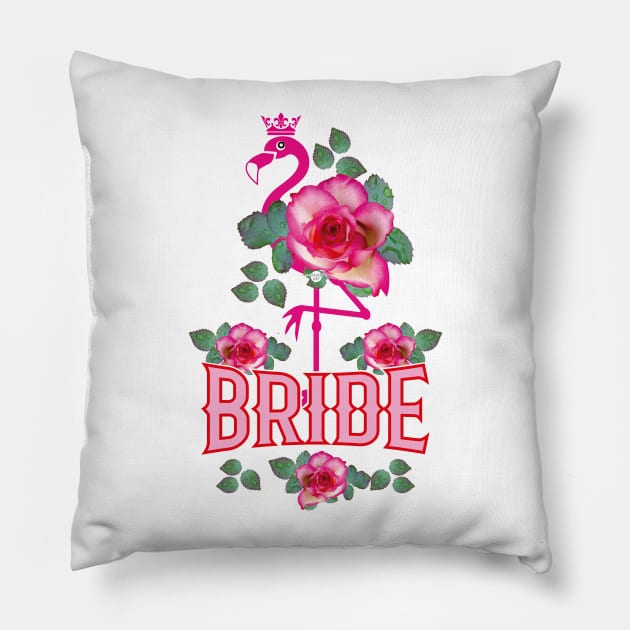 167 Flamingo Roses Bride Crown Pink Pillow by Margarita7