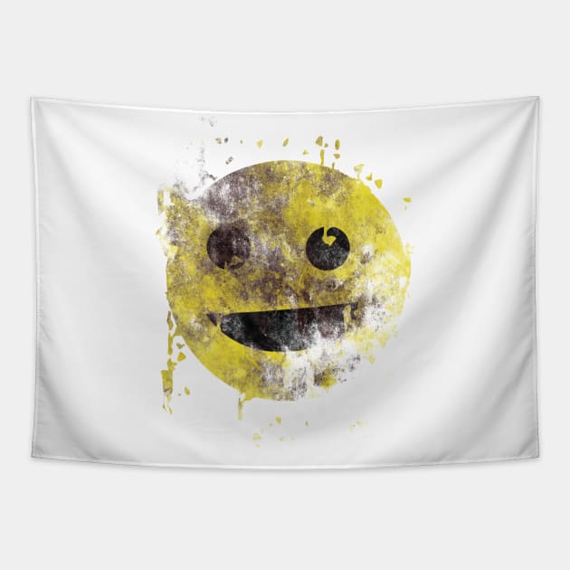 Faded Smiley Face Cyberpunk Post-apocalypse Tapestry by OreFather