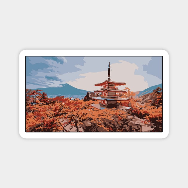 Chureito Pagoda Magnet by Anna Senpai