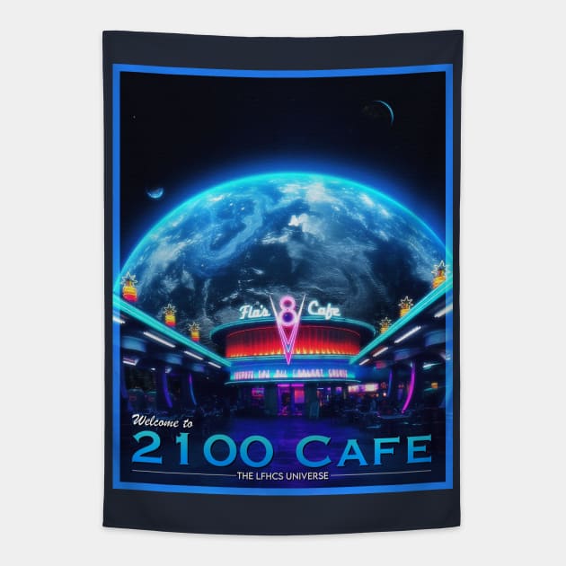 POSTCARD: 2100 CAFE. Tapestry by LFHCS