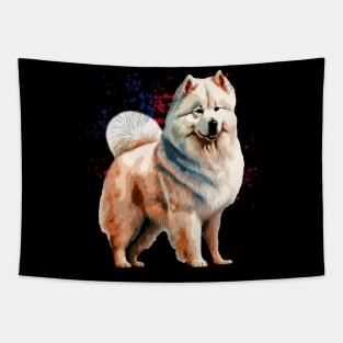 Frosty Fluffiness Samoyed Chronicles, Tee Triumph for Dog Lovers Tapestry