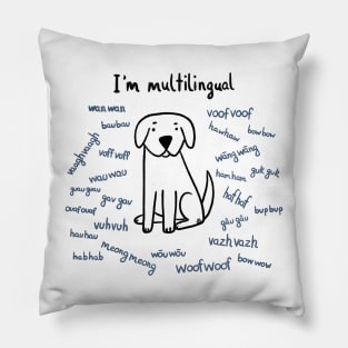 Multilingual Dog Barks Pillow