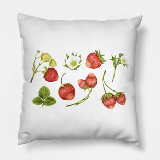 Vintage Strawberries Strawberry Flower Cottagecore Pillow